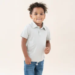 Kyte Baby Toddler Short Sleeve Polo in Oat Outlet