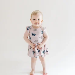 Kyte Baby Twirl Bodysuit Dress in Blush Butterfly Best