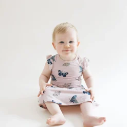Kyte Baby Twirl Bodysuit Dress in Blush Butterfly Best