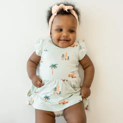 Kyte Baby Twirl Bodysuit Dress in Dew Surf Discount