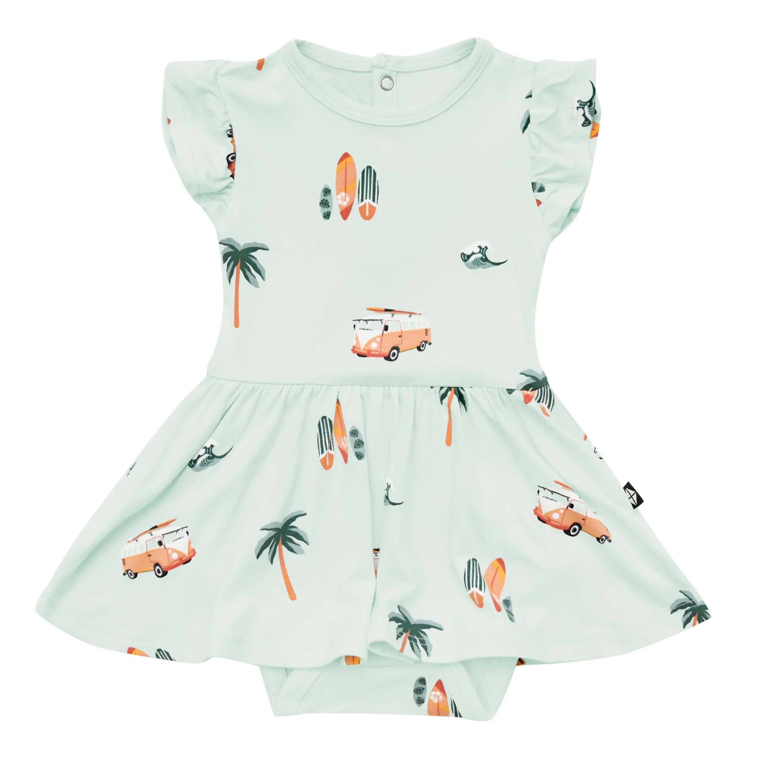 Kyte Baby Twirl Bodysuit Dress in Dew Surf Discount