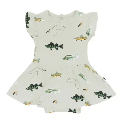 Kyte Baby Twirl Bodysuit Dress in Fishing Hot