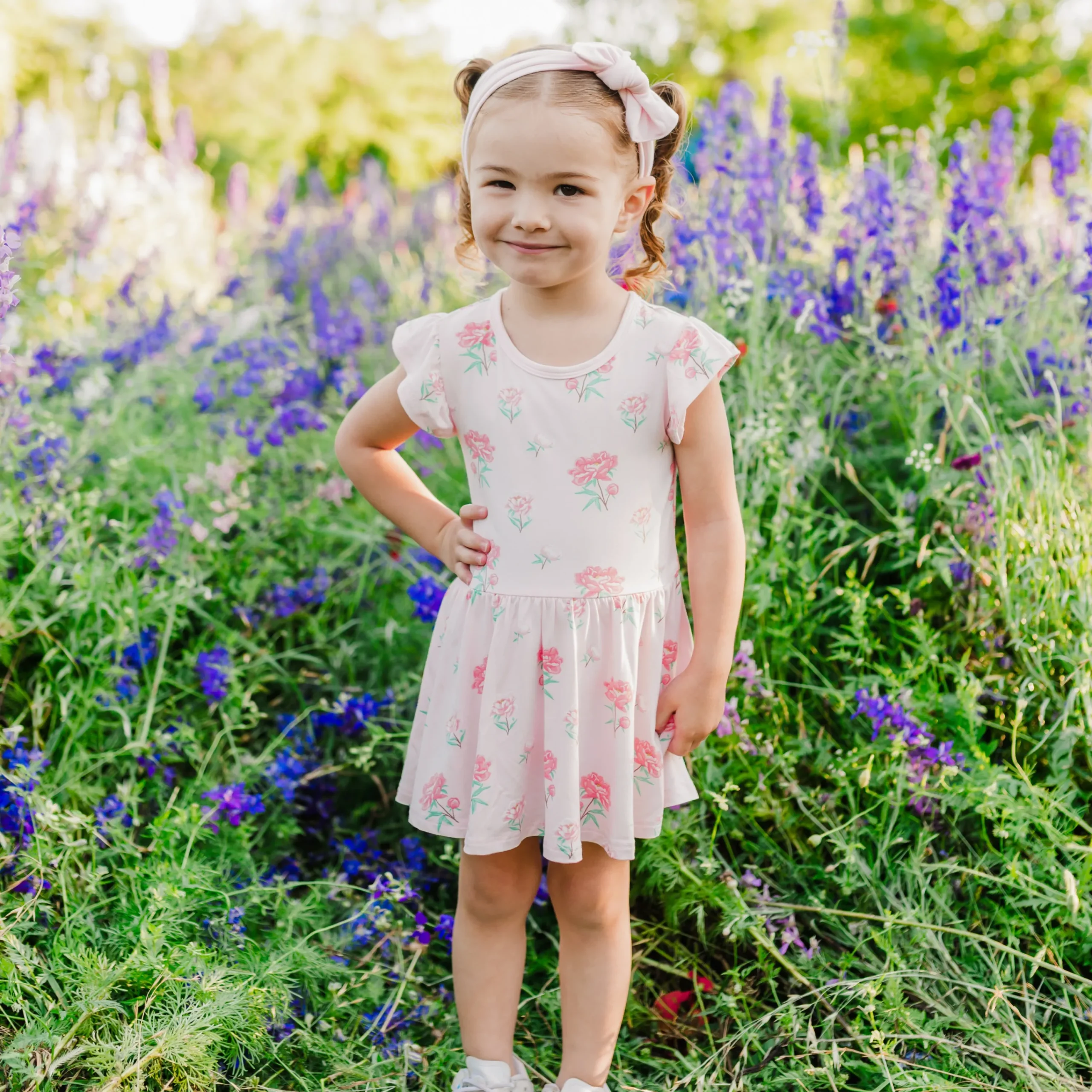 Kyte Baby Twirl Bodysuit Dress in Sakura Peony Best