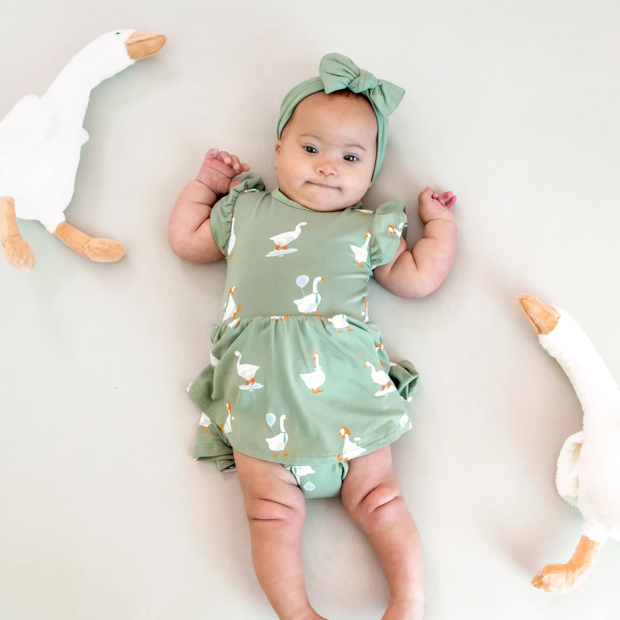 Kyte Baby Twirl Bodysuit Dress in Silly Goose Clearance