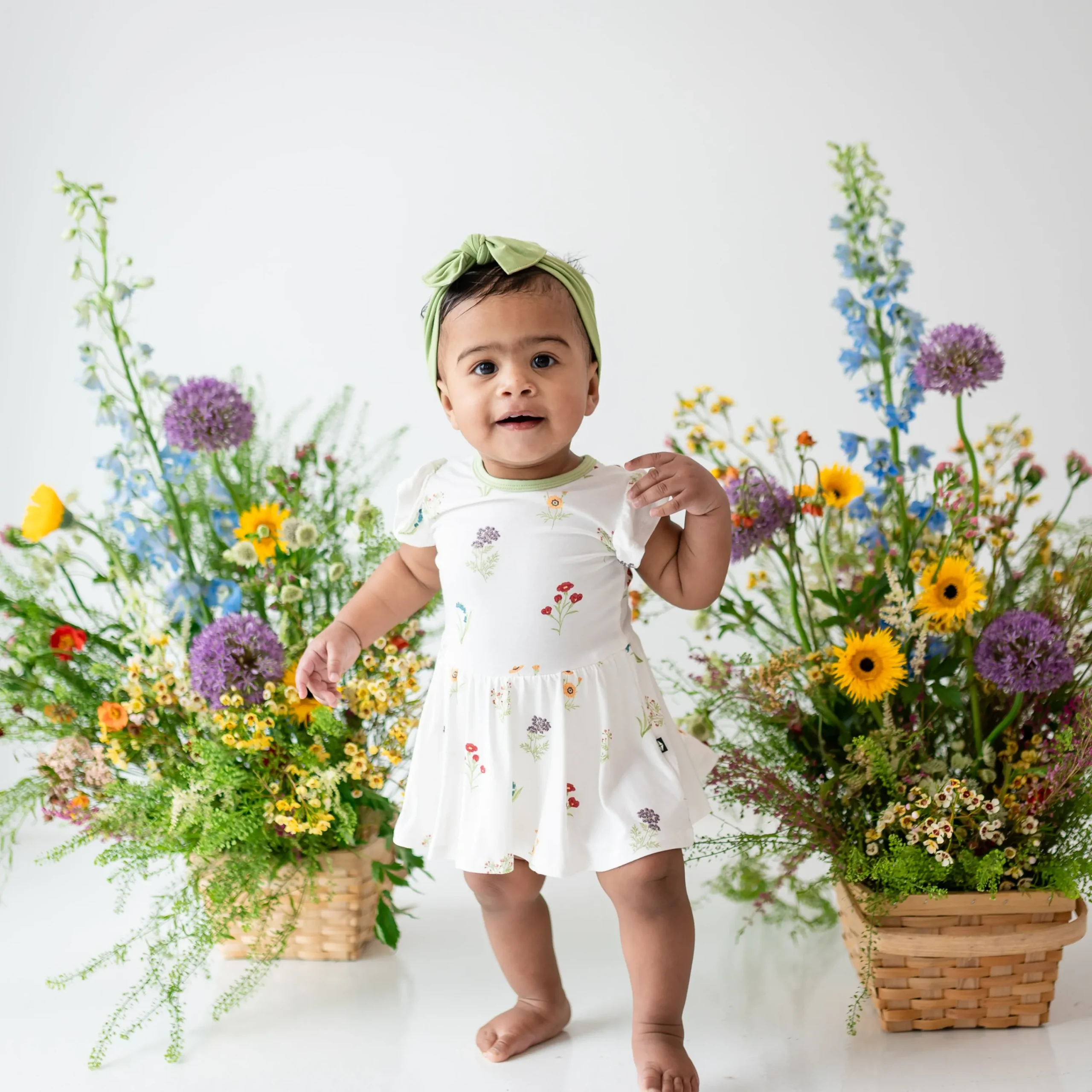 Kyte Baby Twirl Bodysuit Dress in Wildflower Online