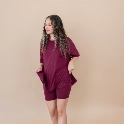 Kyte Baby Women’s Biker Short Set in Burgundy