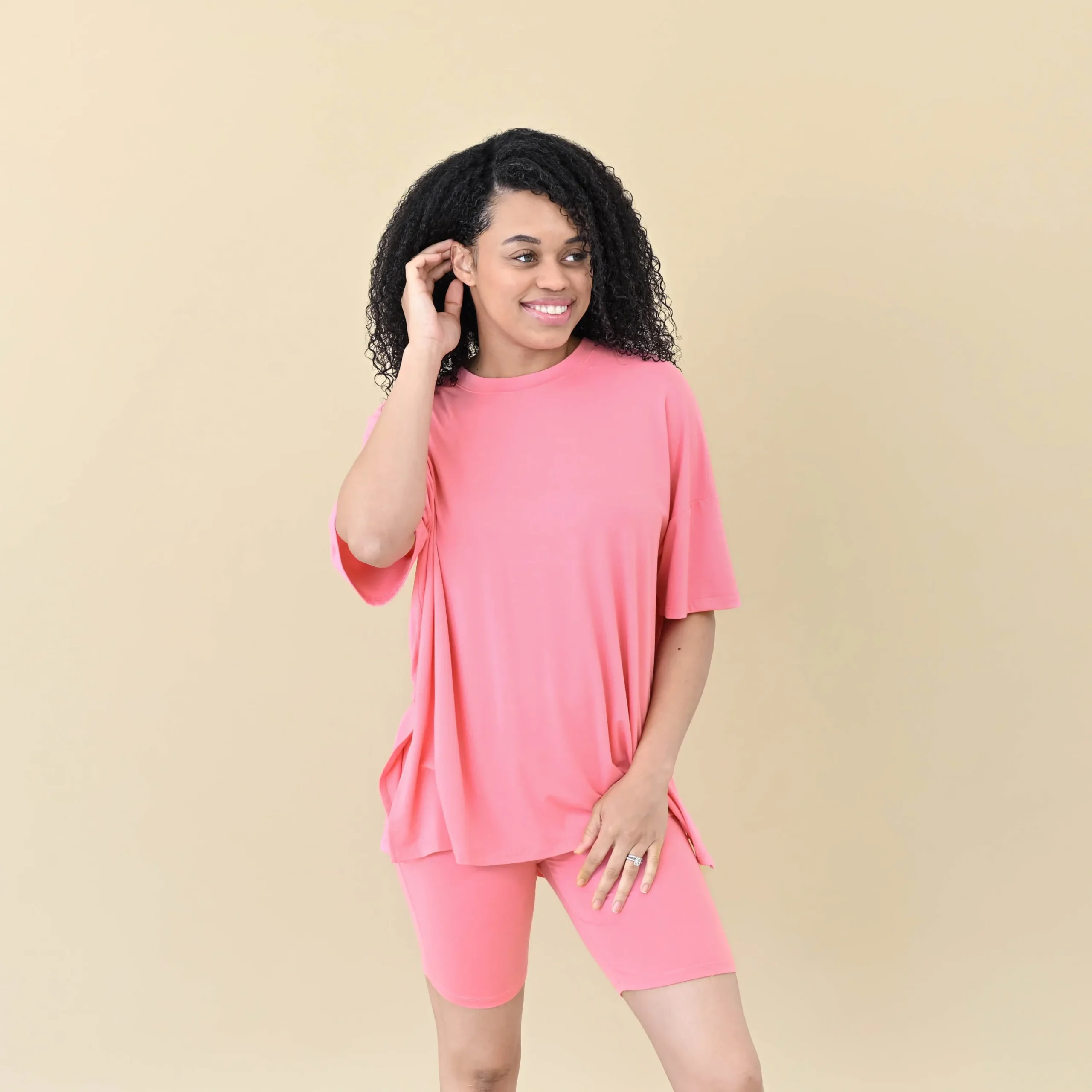 Kyte Baby Women’s Biker Short Set in Guava Hot