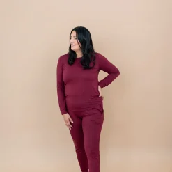 Kyte Baby Women's Jogger Pajama Set in Burgundy
