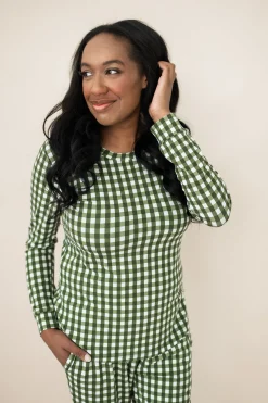 Kyte Baby Women's Jogger Pajama Set in Gingham Fir Hot