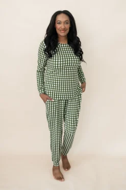 Kyte Baby Women's Jogger Pajama Set in Gingham Fir Hot
