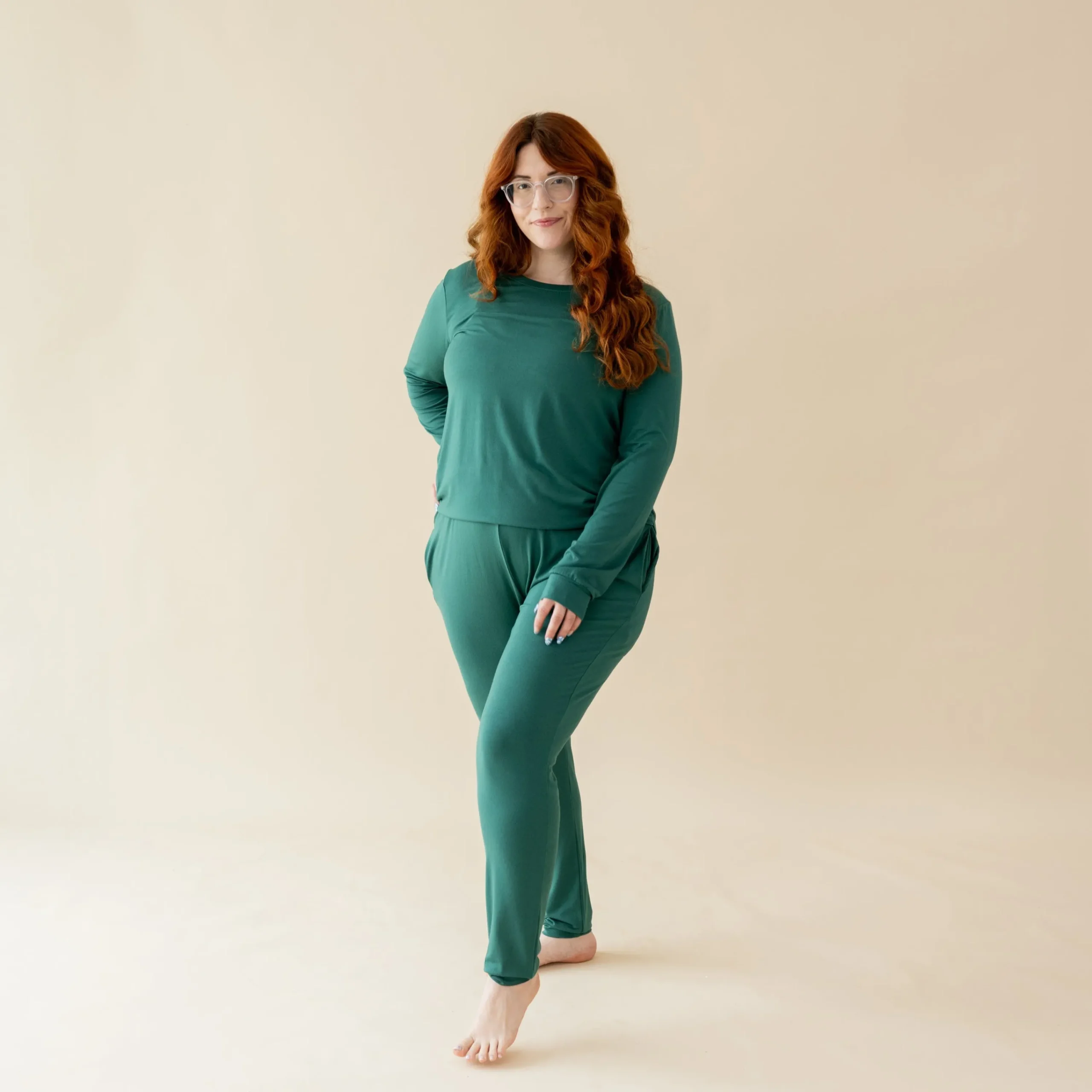 Kyte Baby Women's Jogger Pajama Set in Emerald Clearance