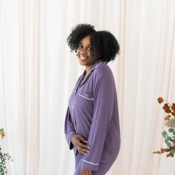 Kyte Baby Women's Long Sleeve Pajama Set in Currant with Cloud Trim Online