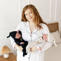 Kyte Baby Women's Long Sleeve Pajama Set in Snow with Midnight Trim Discount