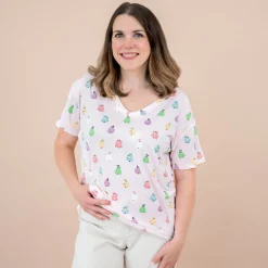 Kyte Baby Women's Relaxed Fit V-Neck in Pastel Ghost Online