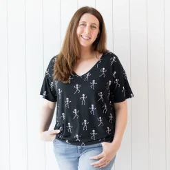 Kyte Baby Women's Relaxed Fit V-Neck in Skeleton Discount