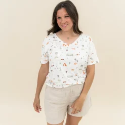 Kyte Baby Women's Relaxed Fit V-Neck in Road Trip