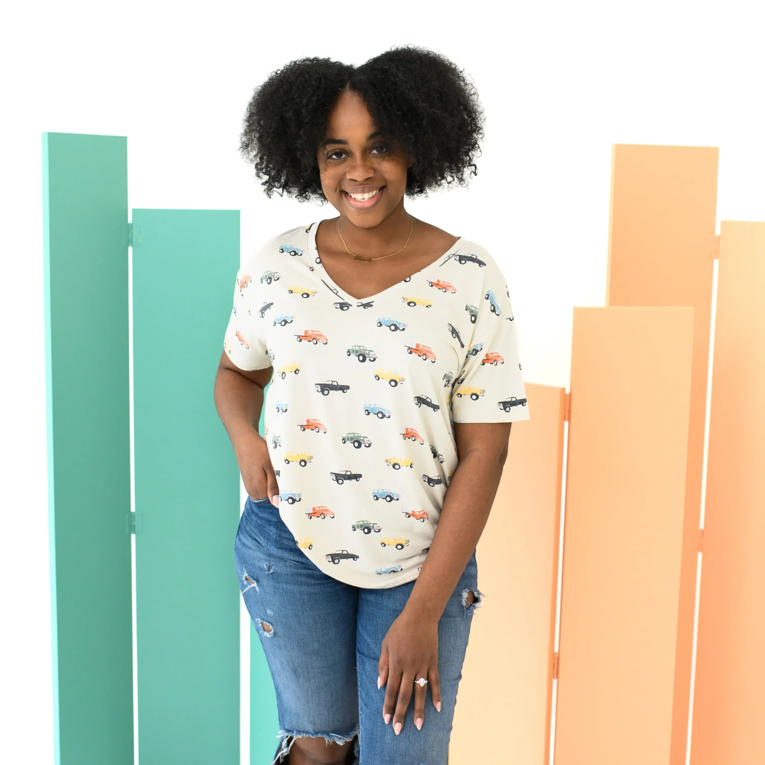 Kyte Baby Women’s Relaxed Fit V-Neck in Vintage Truck Sale