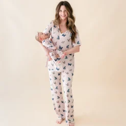 Kyte Baby Women's Relaxed Fit V-Neck in Blush Butterfly New
