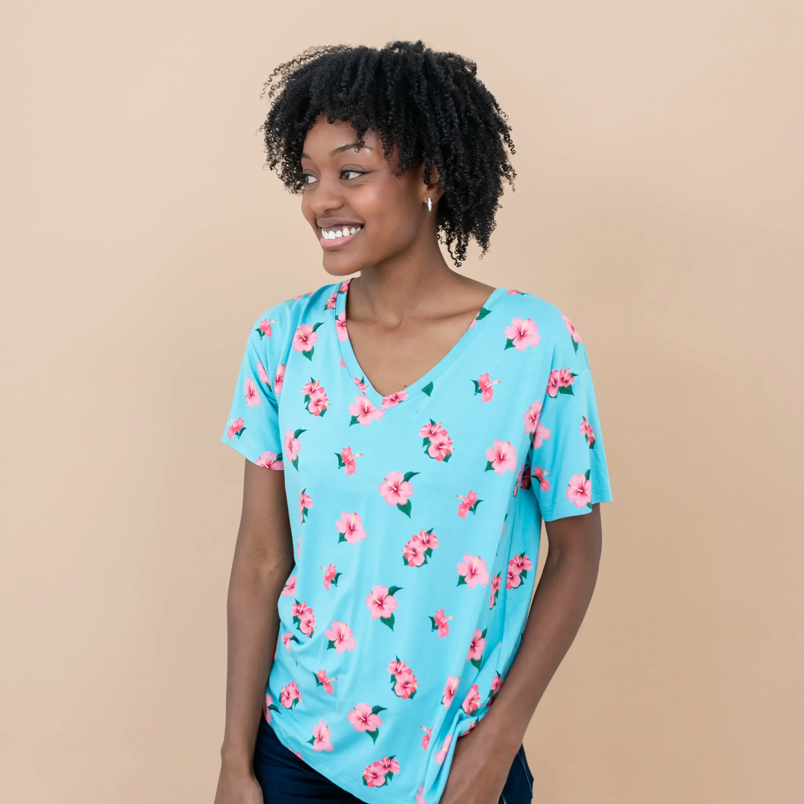 Kyte Baby Women’s Relaxed Fit V-Neck in Hibiscus Online