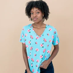 Kyte Baby Women’s Relaxed Fit V-Neck in Hibiscus Online