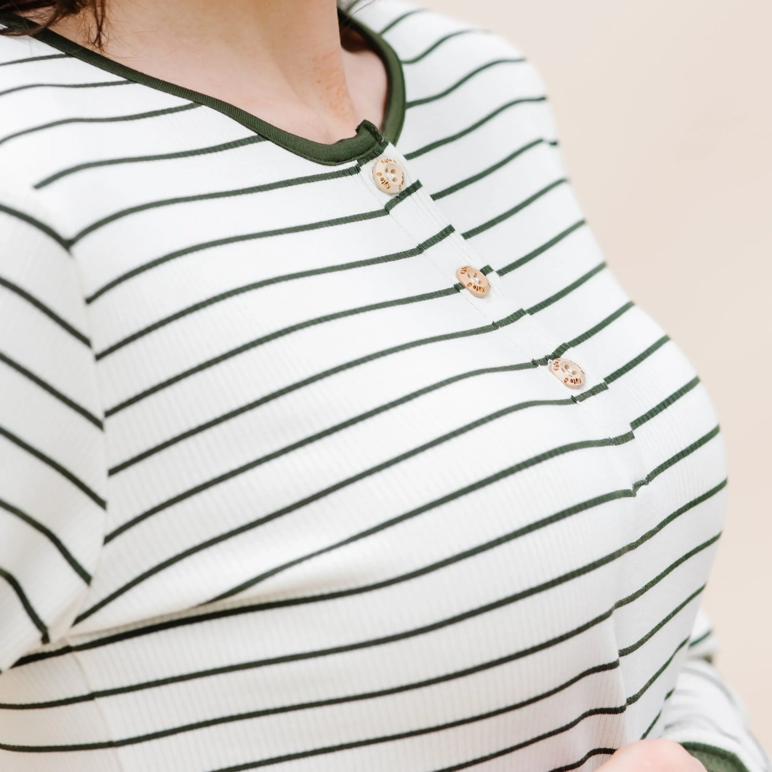 Kyte Baby Women’s Ribbed Henley Set in Fir Stripe Sale