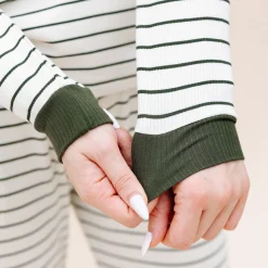 Kyte Baby Women’s Ribbed Henley Set in Fir Stripe Sale