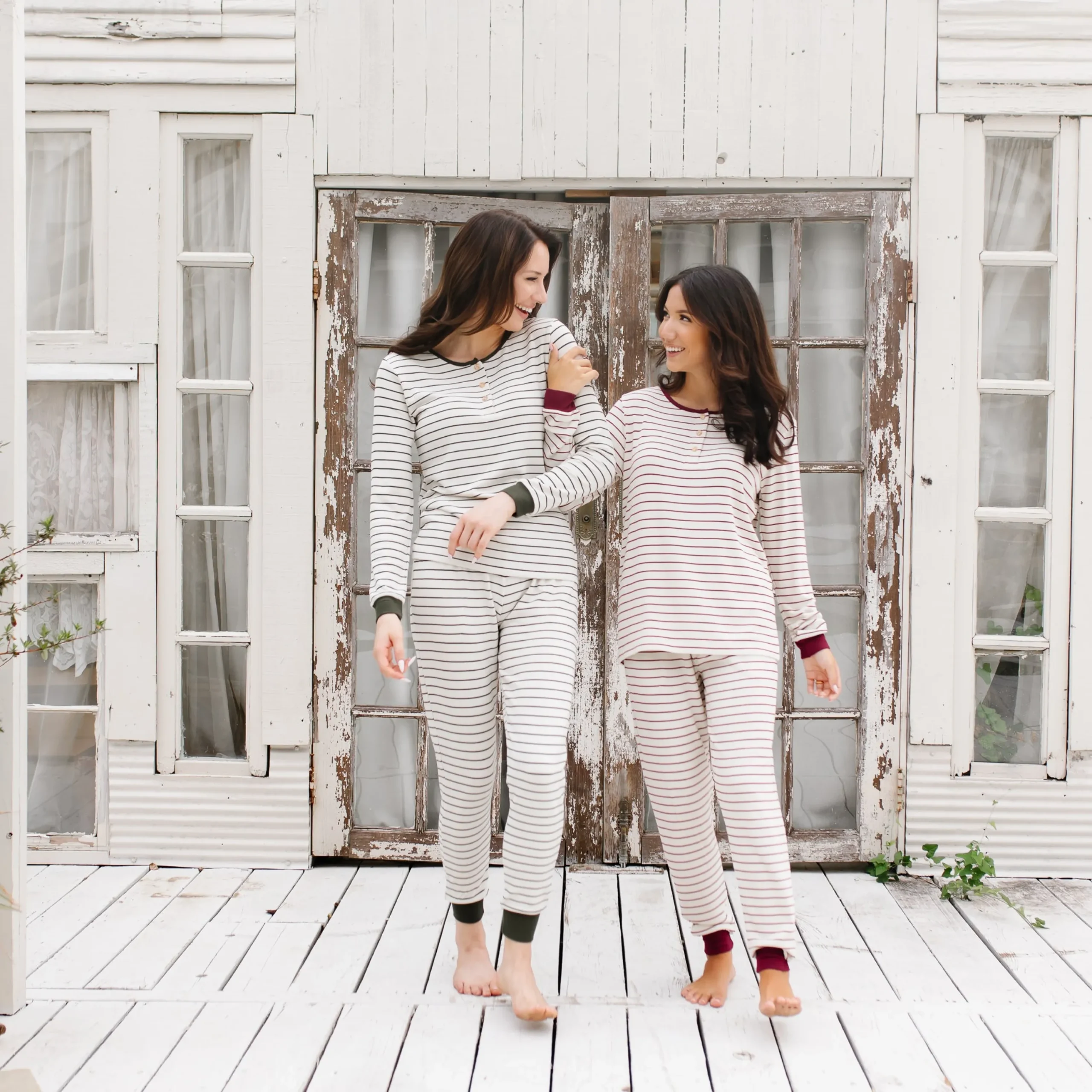 Kyte Baby Women’s Ribbed Henley Set in Fir Stripe Sale