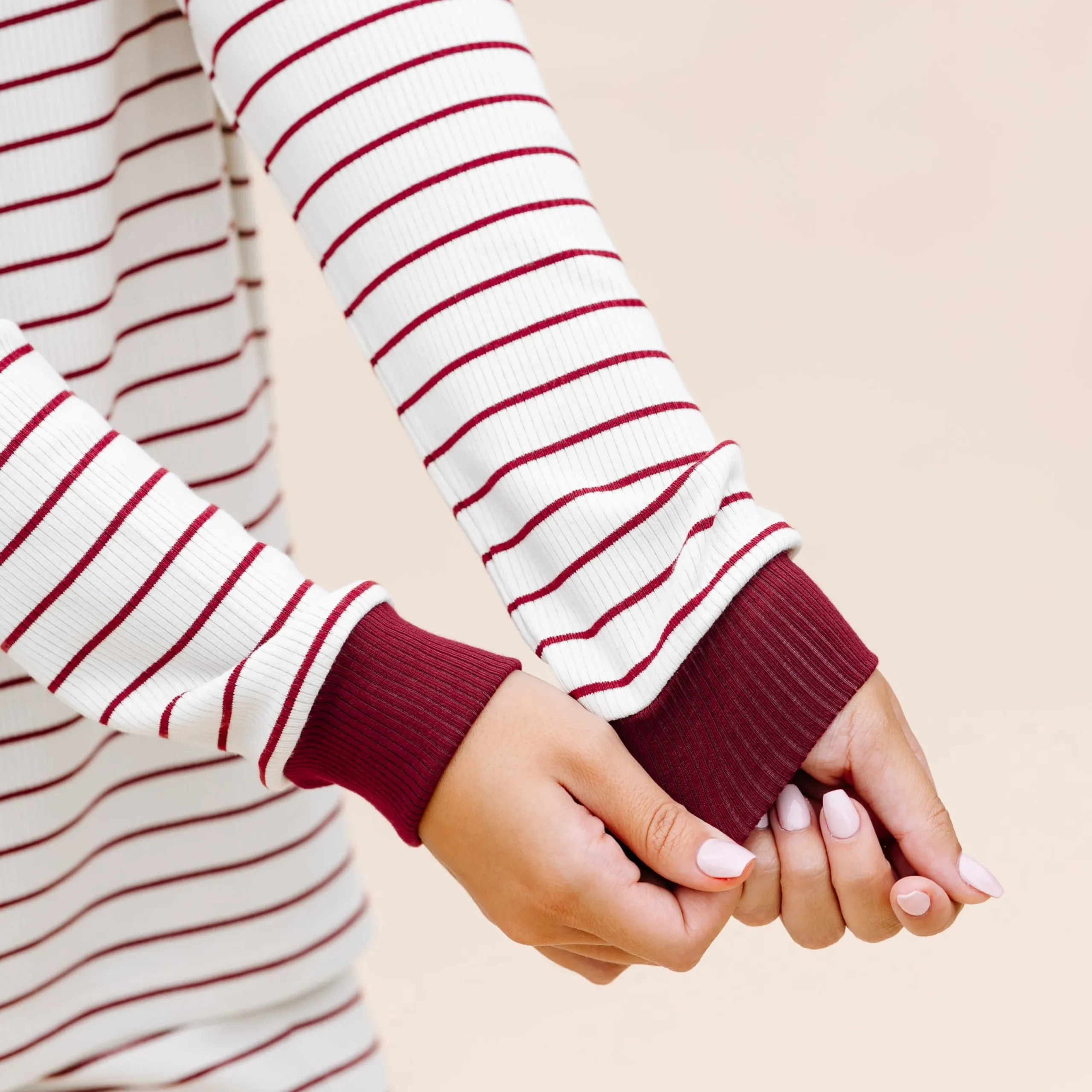 Kyte Baby Women’s Ribbed Henley Set in Burgundy Stripe Best