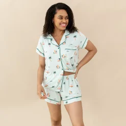 Kyte Baby Women's Short Sleeve Pajama Set in Dew Surf Hot