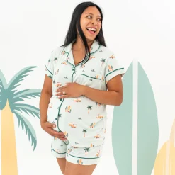 Kyte Baby Women's Short Sleeve Pajama Set in Dew Surf Hot
