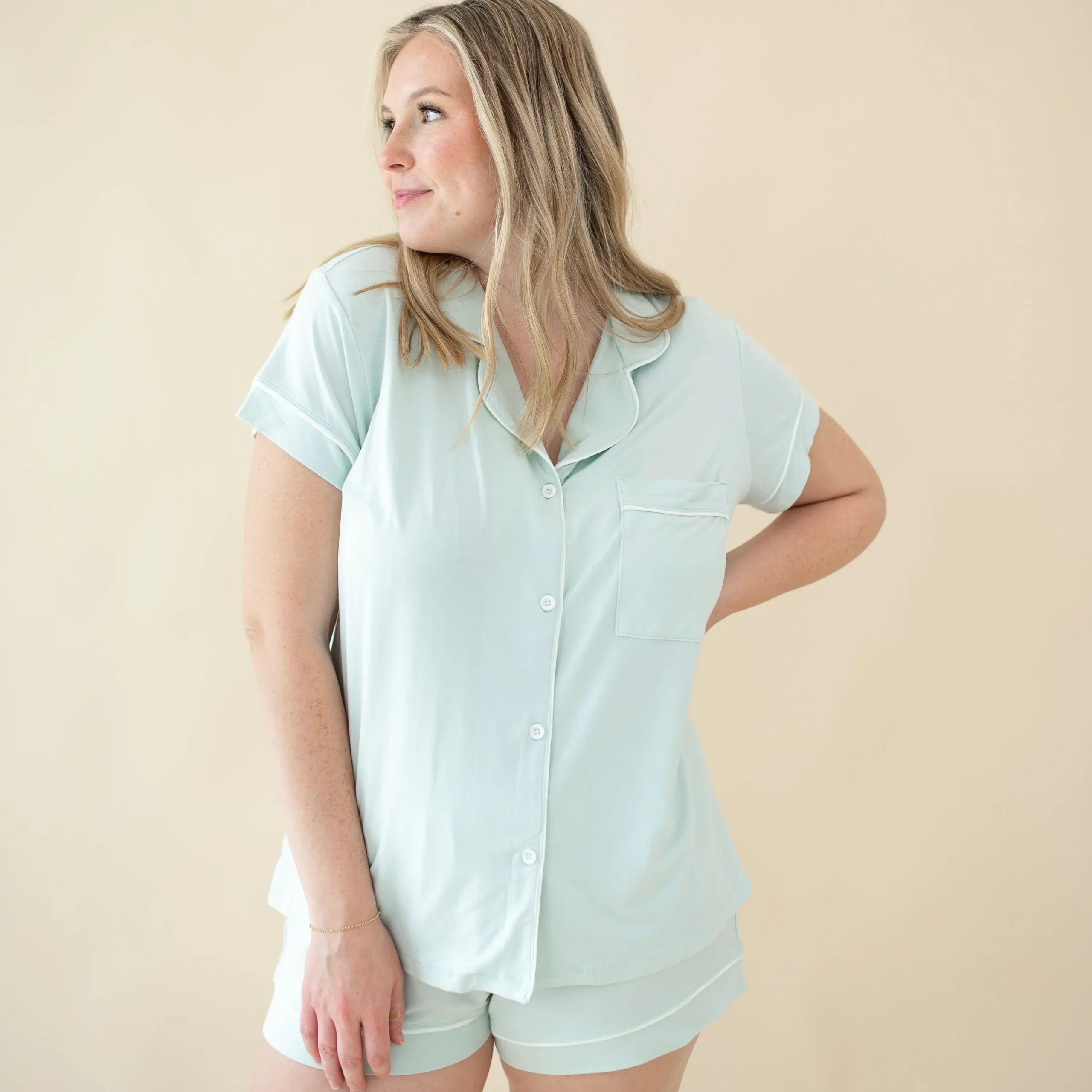 Kyte Baby Women's Short Sleeve Pajama Set in Dew Discount