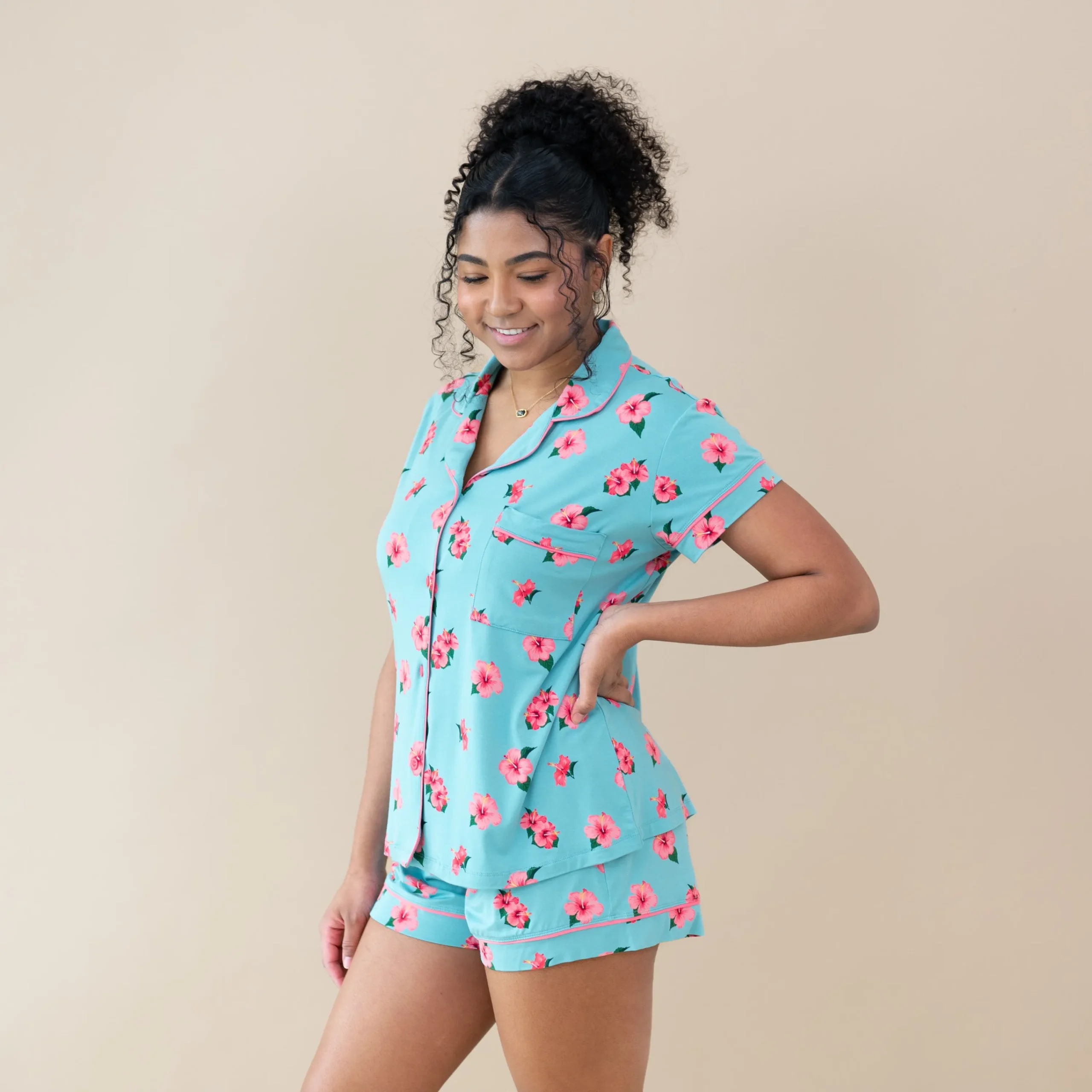 Kyte Baby Women’s Short Sleeve Pajama Set in Hibiscus Outlet