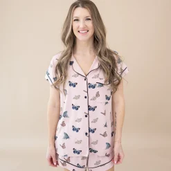 Kyte Baby Women’s Short Sleeve Pajama Set in Blush Butterfly Outlet