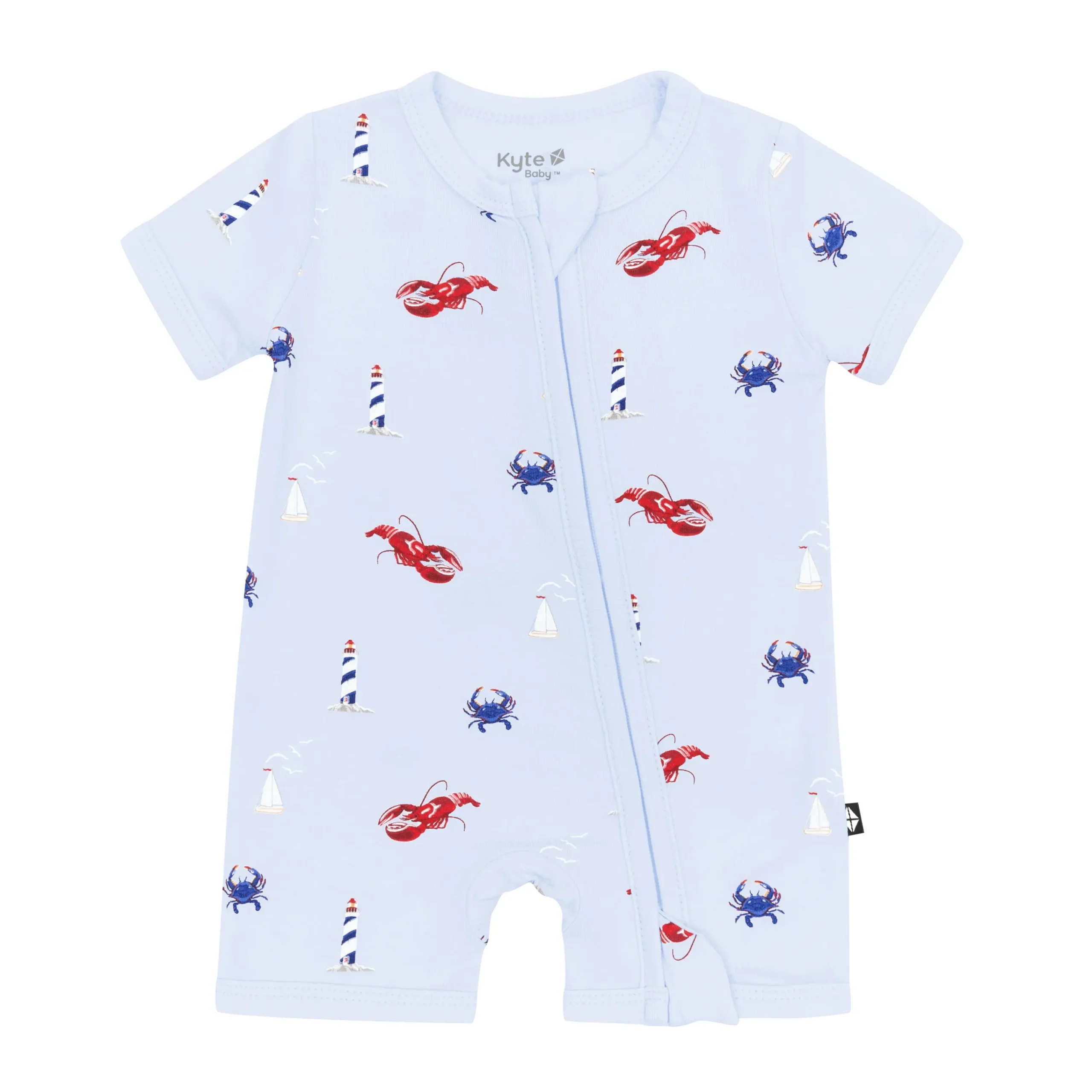 Kyte Baby Zipper Shortall Romper in Harbor