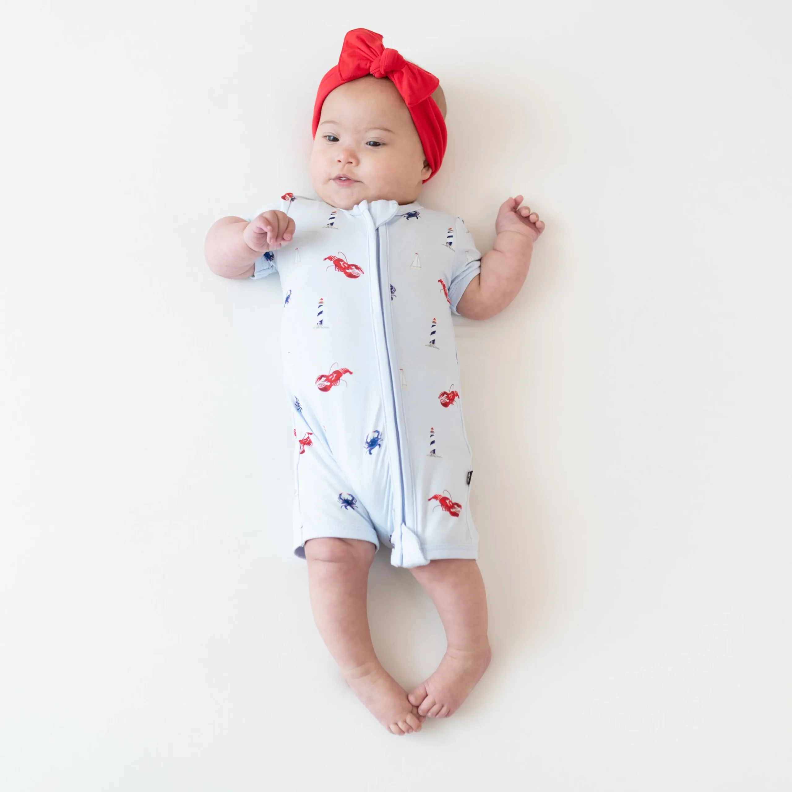 Kyte Baby Zipper Shortall Romper in Harbor