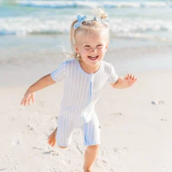 Kyte Baby Zipper Shortall Romper in Small Mist Stripe Best