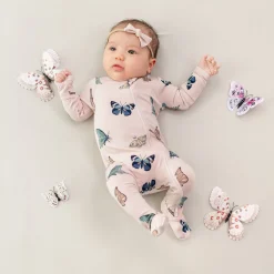 Kyte Baby Zippered Footie in Blush Butterfly Best
