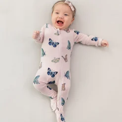 Kyte Baby Zippered Footie in Blush Butterfly Best