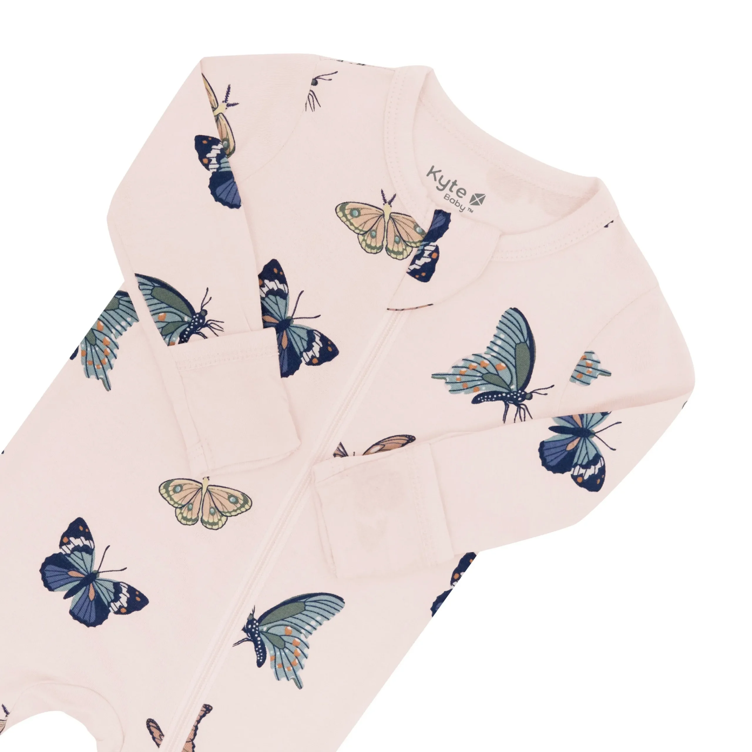 Kyte Baby Zippered Footie in Blush Butterfly Best