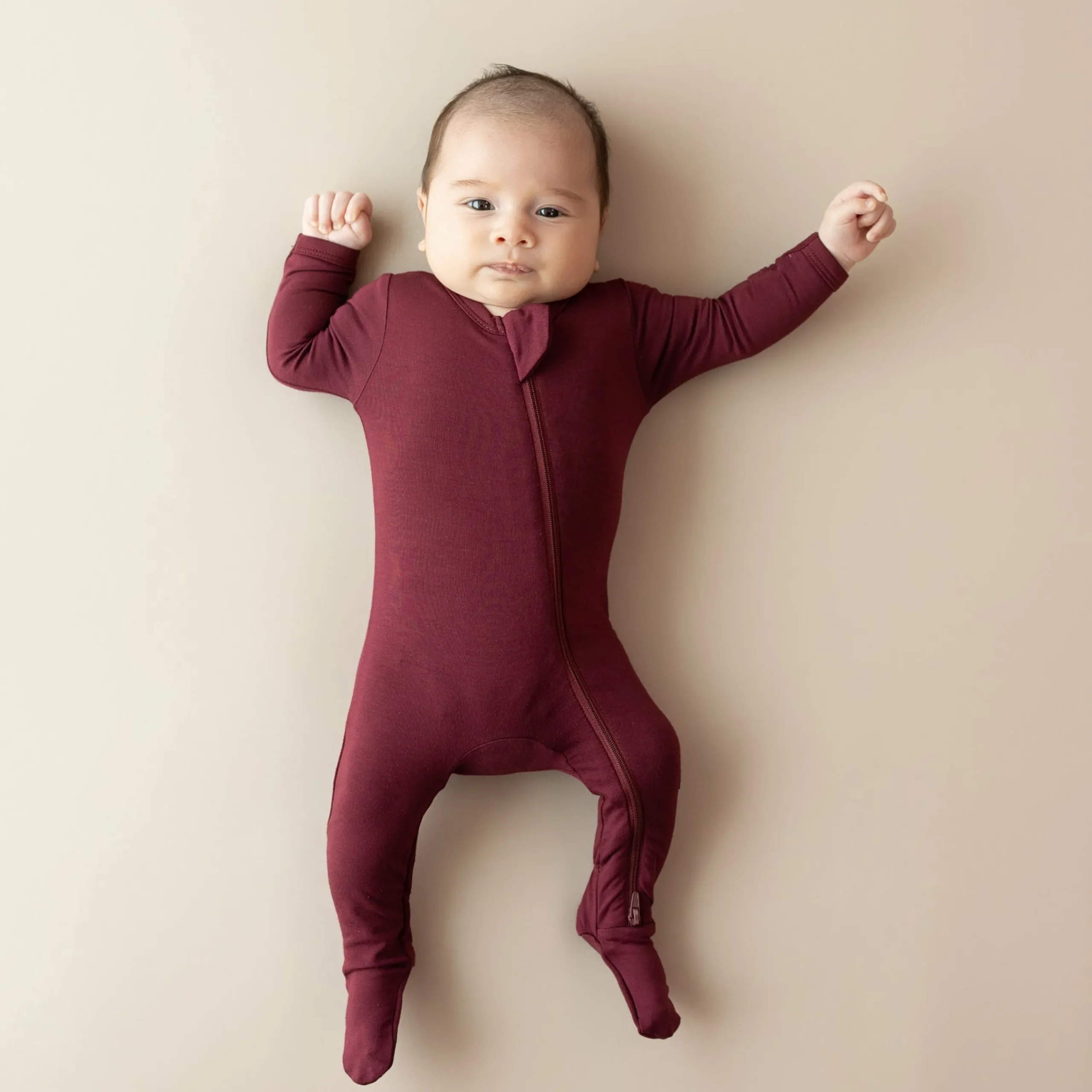 Kyte Baby Zippered Footie in Burgundy Best