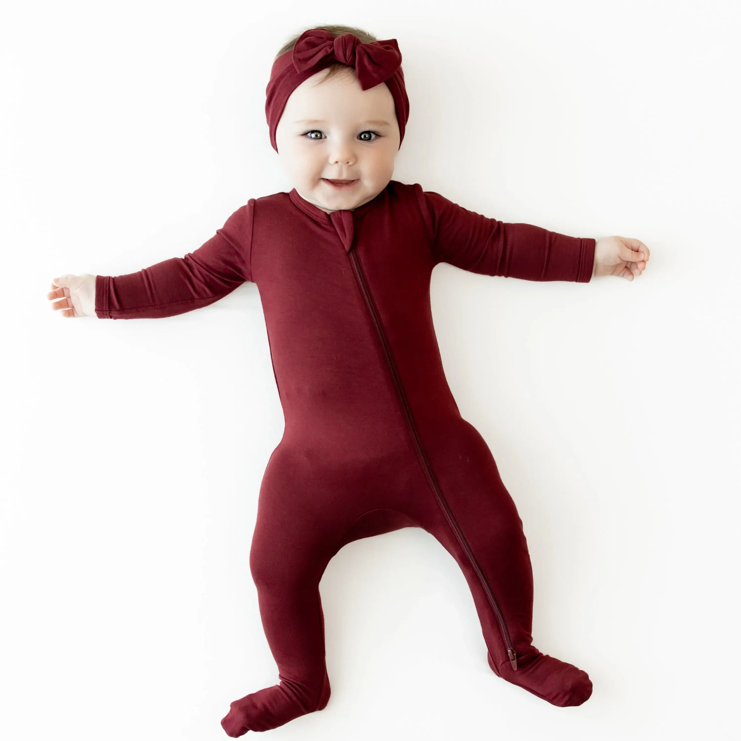Kyte Baby Zippered Footie in Burgundy Best
