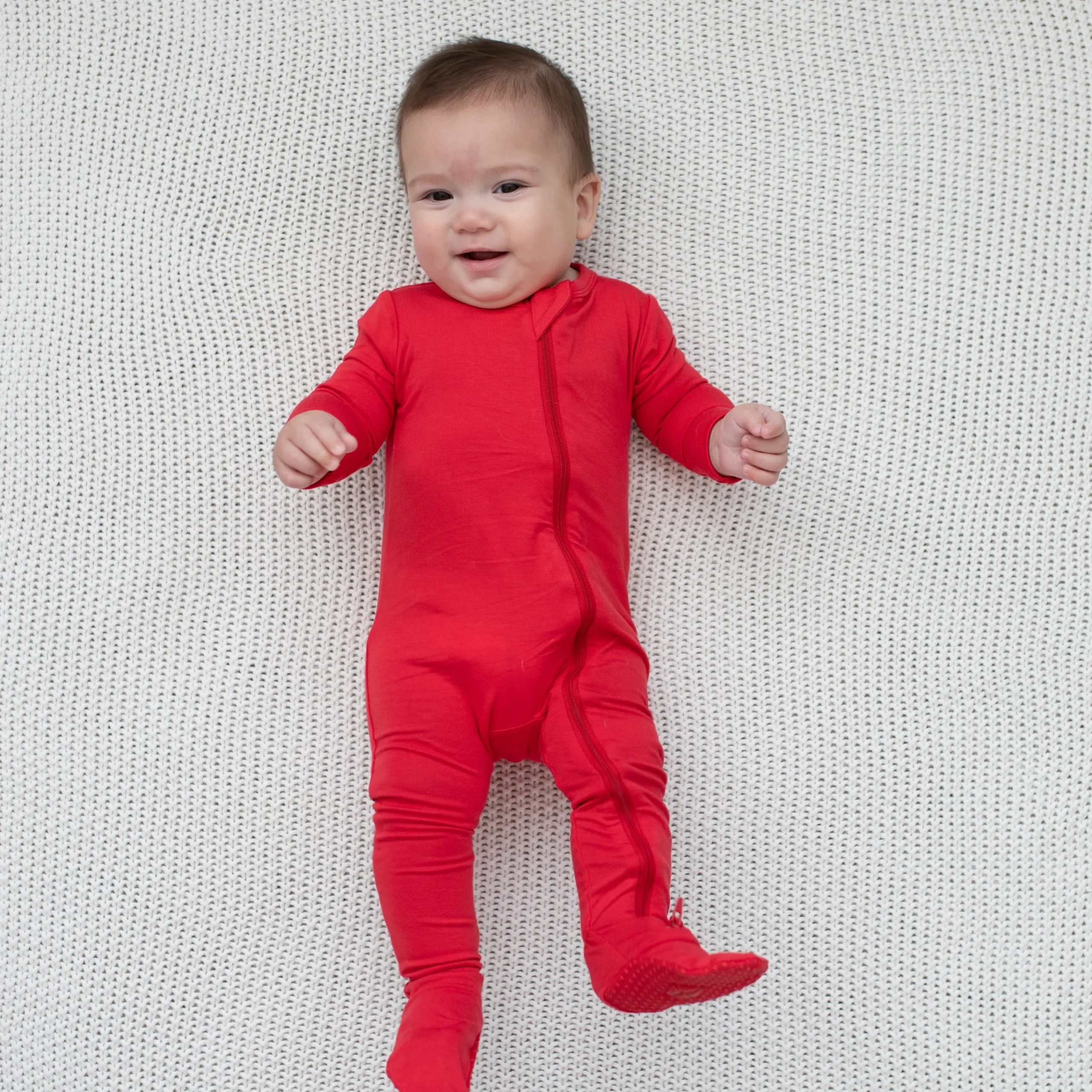 Kyte Baby Zippered Footie in Cardinal Hot