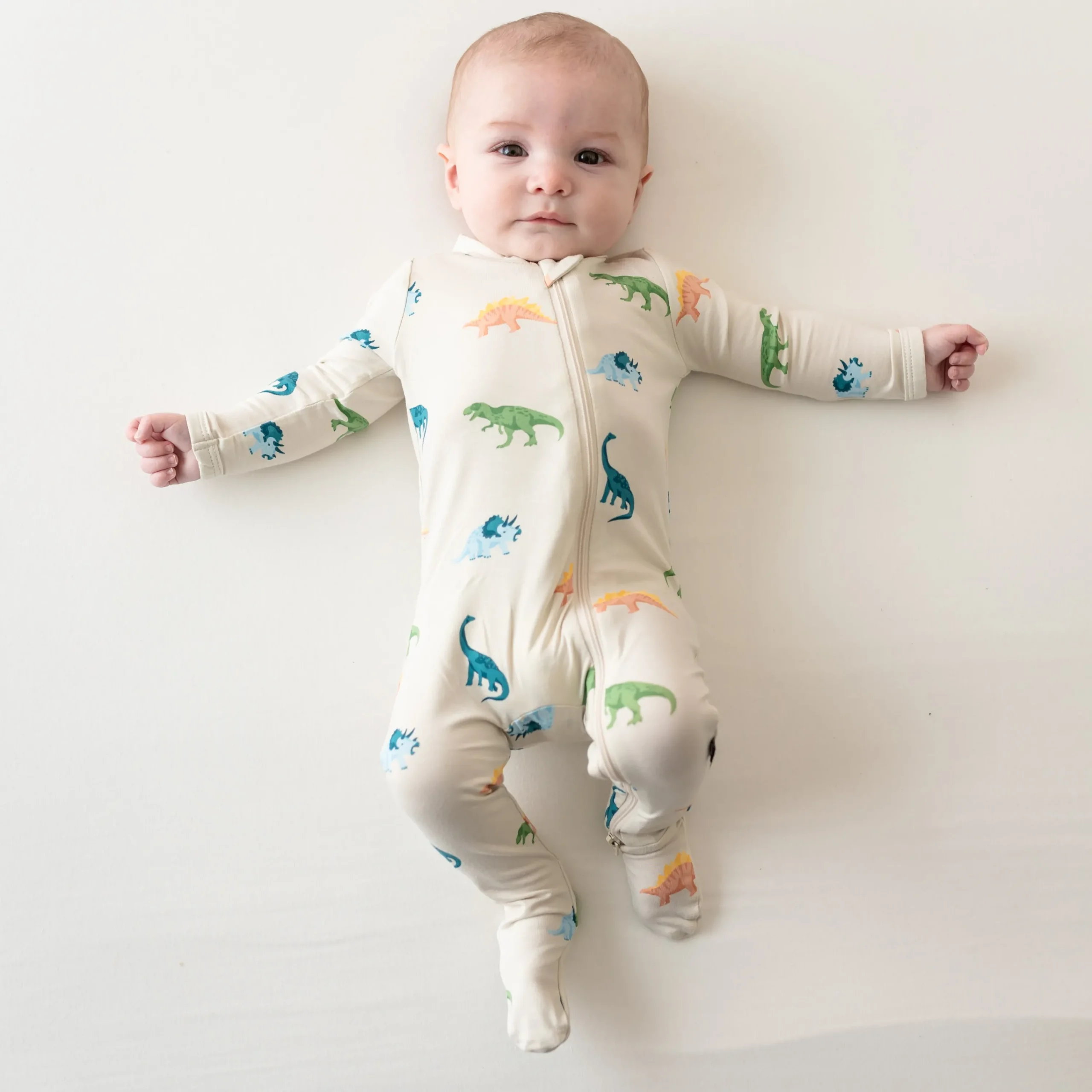 Kyte Baby Zippered Footie in Ecru Roar New