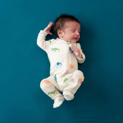 Kyte Baby Zippered Footie in Ecru Roar New