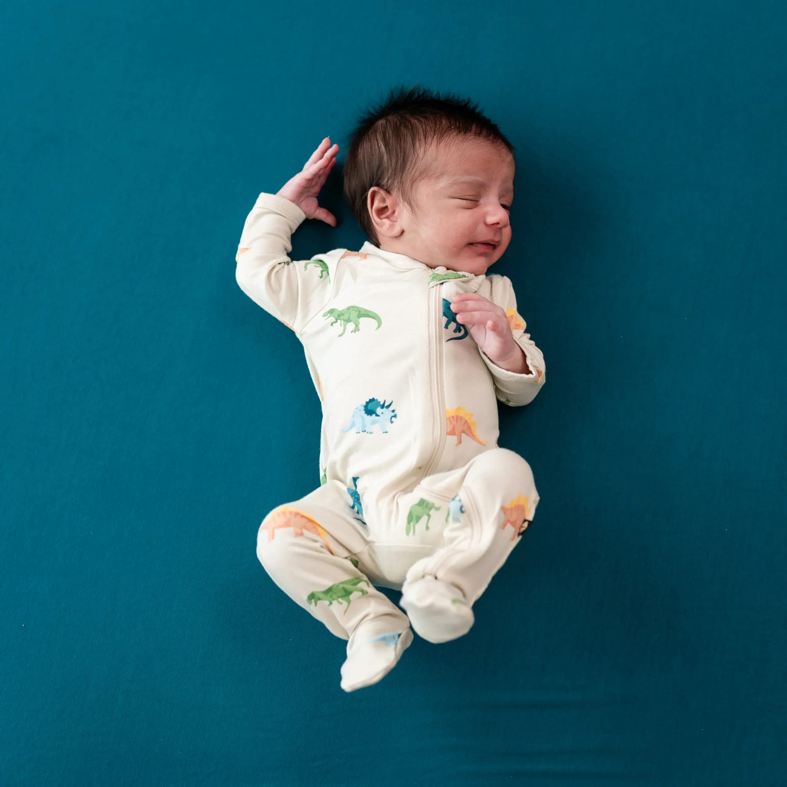 Kyte Baby Zippered Footie in Ecru Roar New
