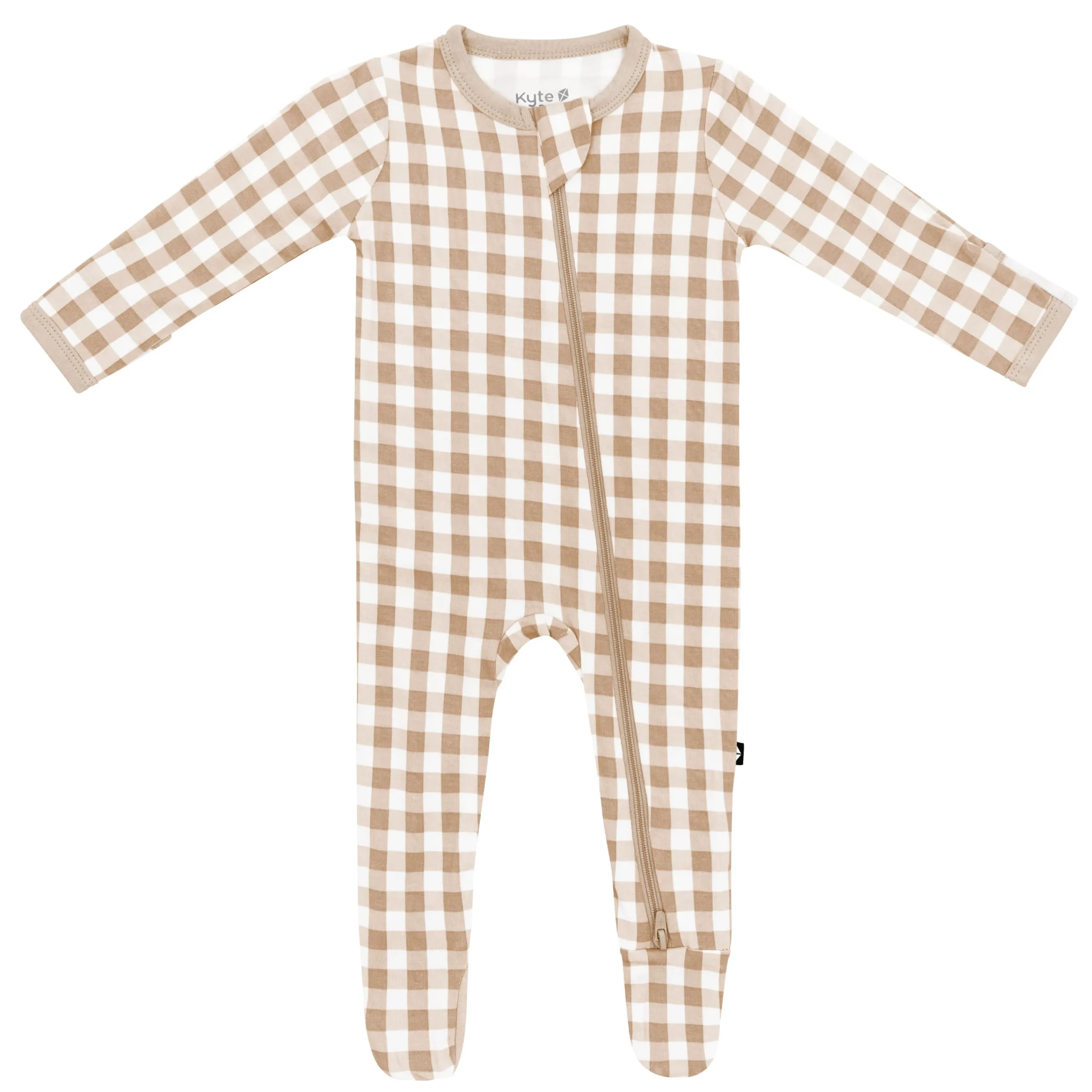 Kyte Baby Zippered Footie in Gingham Bisque Discount