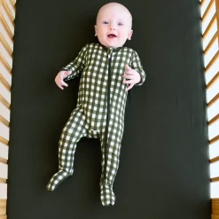 Kyte Baby Zippered Footie in Gingham Fir Hot