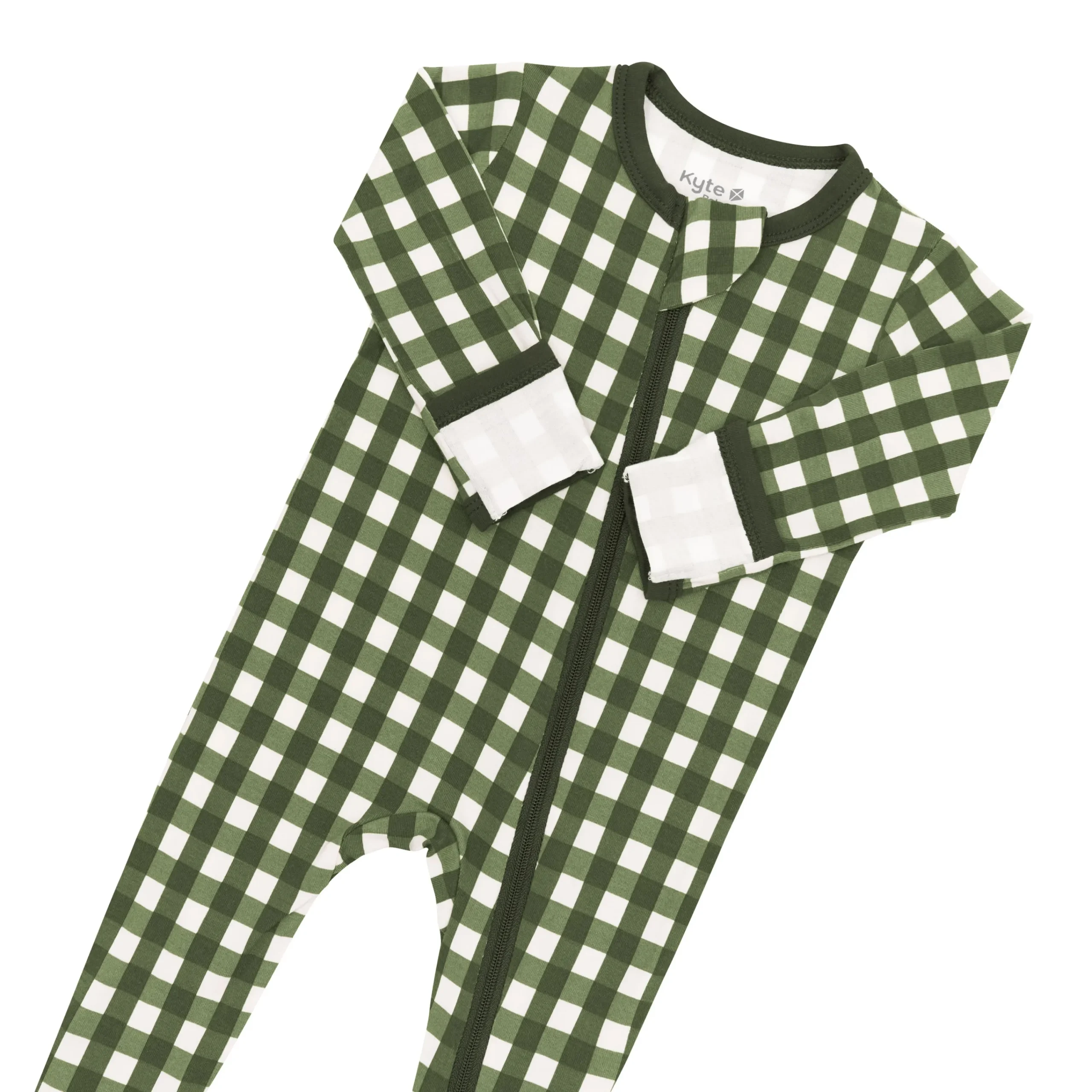 Kyte Baby Zippered Footie in Gingham Fir Hot