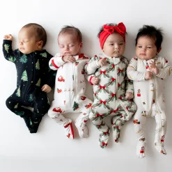 Kyte Baby Zippered Footie in Holiday Bow Outlet