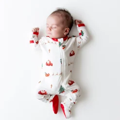 Kyte Baby Zippered Footie in Santa Sleigh Clearance